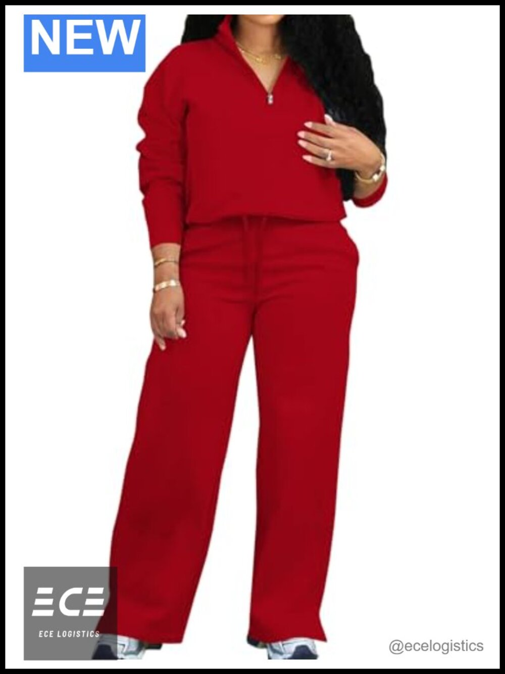 Adogirl 2 Piece Lounge Set Half Zip Sweatshirt Wide Leg Sweatpants